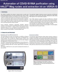 Automayion of COVID-19 RNA purification using HALO Mag nucleic acid extraction kit on VERSA 10