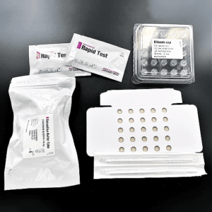Rapid test for COVID-19 by SD biosensor. Standard Q COVID-19 Ag. All items are included in the kit.