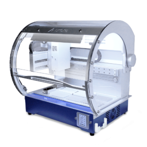 VERSA 10 – Compact Automated Liquid Handling Workstation. This robotic liquid handler can conduce qPCR and PCR Set-up Sequencing Reaction Set-up Nucleic Acid Purification Microarray Spotting Immuno and Biochemical Assays Cell-Based Assays Environmental Sample Preparation General Liquid Handling – dilution, plate reformatting, and aliquoting.